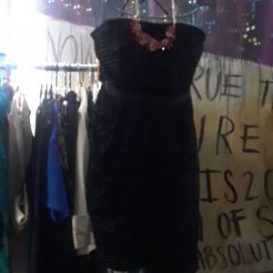 Black strapless cocktail dress